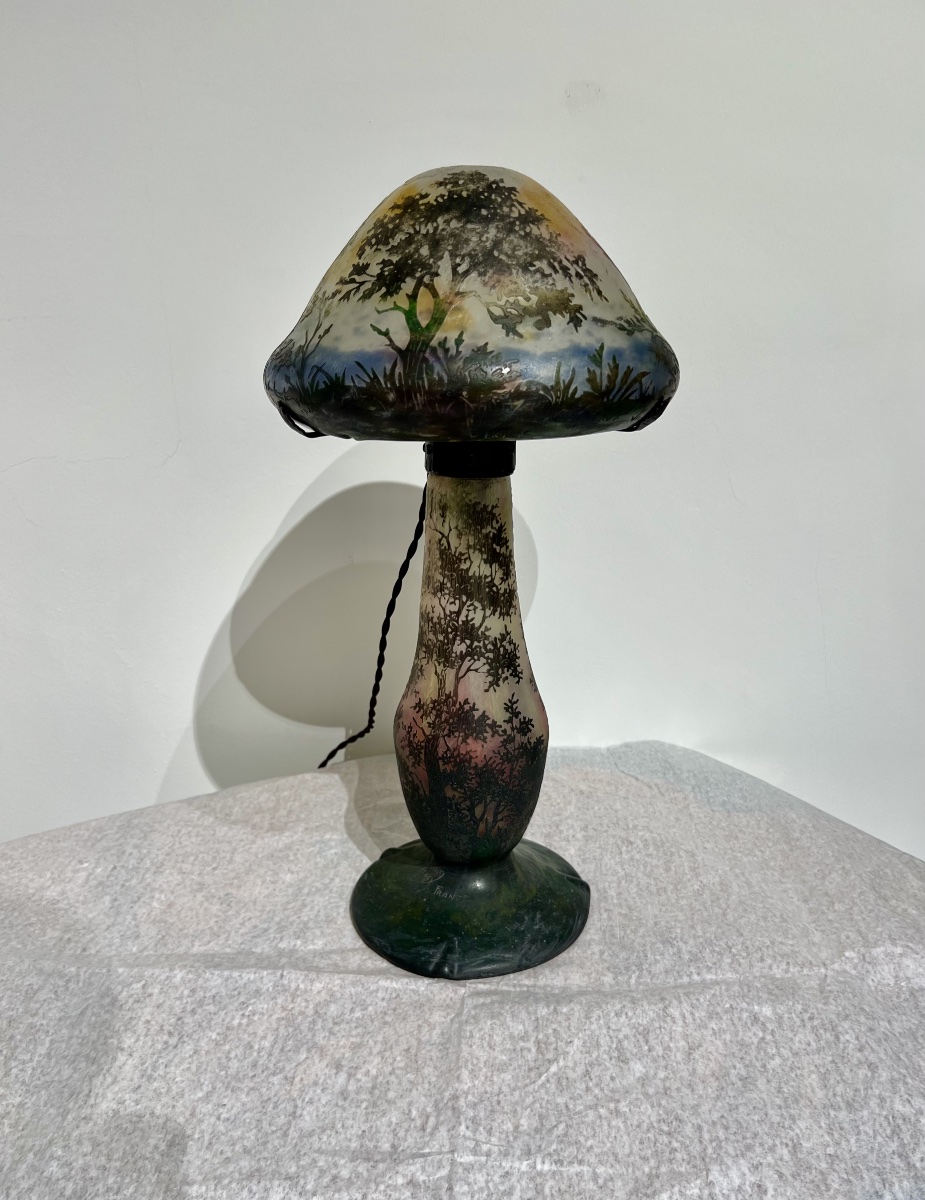 Paesaggio boschivo- Lampada art nouveau Daum Nancy