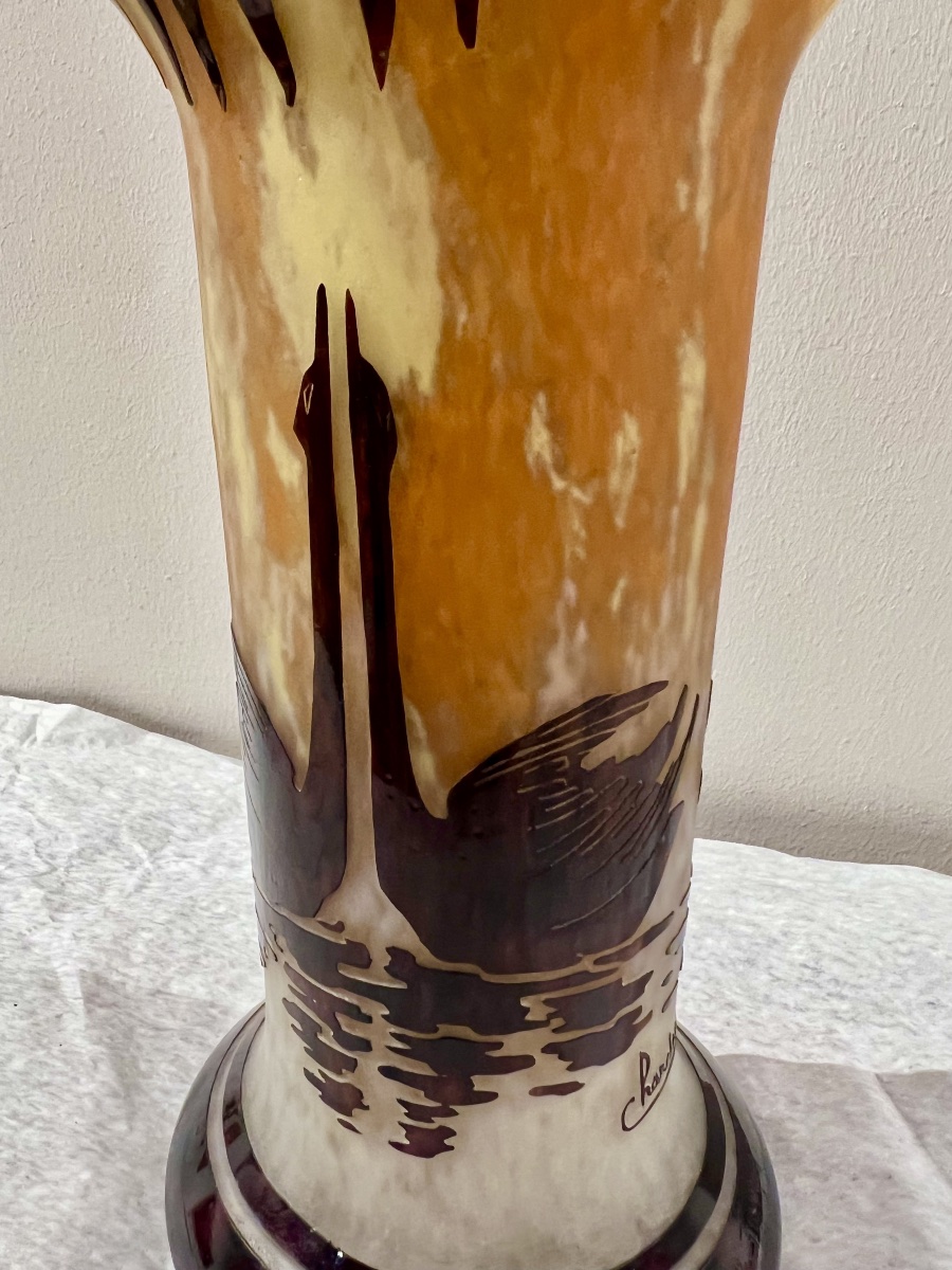 Cigni- Vaso art déco Le Verre Français-photo-4