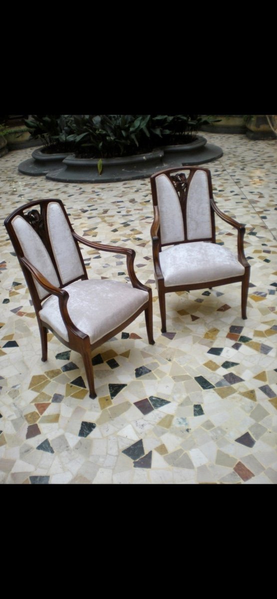 Iris - Paire De Fauteuils Art Nouveau Gauthier -photo-2