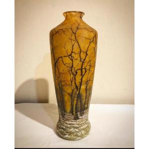 Forêt En Hiver - Vase Art Nouveau Daum Nancy