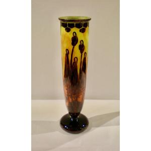 Campanules-  Vaso art déco Le Verre Français