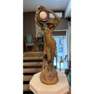 Grande Lampe / Sculpture Art Nouveau Goldscheider