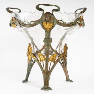 Coupe Art Nouveau En Verre Et Métal époque Art Nouveau 