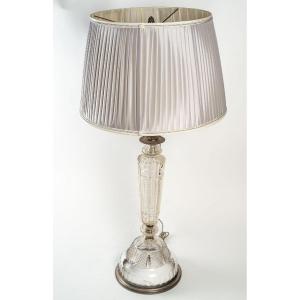Lamp In Silvered Bronze  And Crystal Late Nineteenth Century