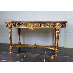 Table De Centre En Bois Doré Fin XIXème 