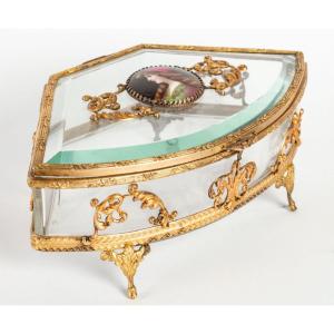 A Jewelry Box In Crystal And Bronze Late Nineteenth Century