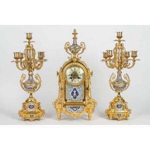Fireplace Trim In Gilt Bronze And Cloisonné Enamel Late 19th Century 