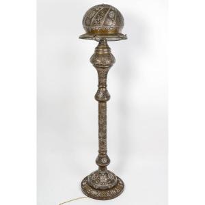 Syrian Floor Lamp In Openwork Metal Late 19th Century 