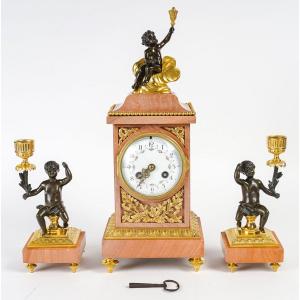 A Late 19th Century Gilt Bronze And Marble Fireplace Trim 