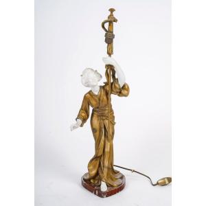 An Art Nouveau Lamp Sculpture Geisha
