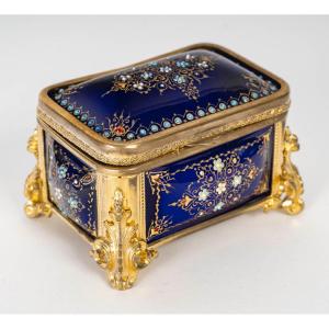 A 19th Century Gilt Bronze And Enamel Jewelry Box 