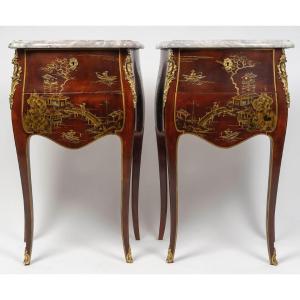 A Pair Of Lacquered Bedside Tables, 1900