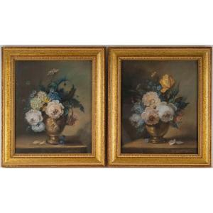A Pair Of Pasetl Flower Bouquets, Zoé Laigneau