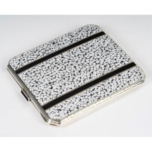 A Solid Silver And Enamel Cigarette Case, Art Deco Style