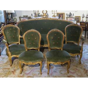 A Carved And Gilded Wood Salon Suite, Late 19th Century 