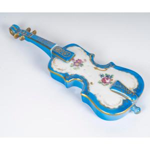 A Late 19th Century Porcelain Guitar-shaped Casket Box