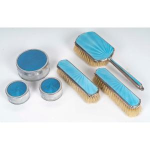 A Series Of Enamel Toiletries, Late 19th Century