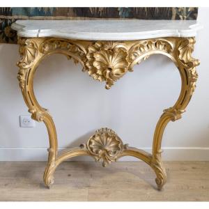 A Louis XV Style Giltwood Console Table, 19th Century