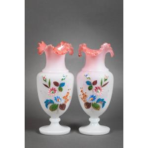 A Pair Of Opaline Vases, Early 20th Century 
