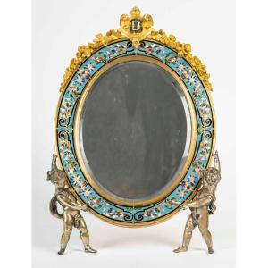 A Gilt Bronze And Cloisonné Enamel Mirror, 19th Century