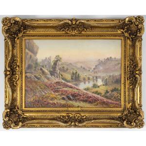 Landscape Painting By Gaston Englade, Late 19th Century 