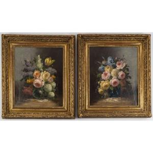 Pair Of Surian Flower Paintings 
