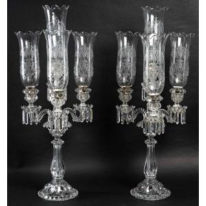 A Pair Of Baccarat Candlesticks, 20th Century 