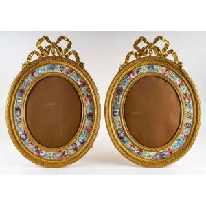 A Pair Of Enamel And Gilt Bronze Frames, 19th Century 