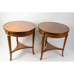 A Pair Of Round Coffee Tables, 1900