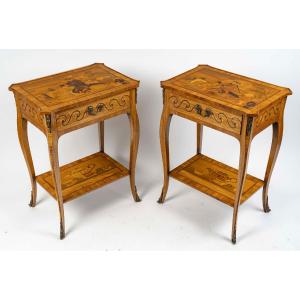A Pair Of Marquetry Coffee Tables, Circa 1900
