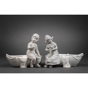 A Pair Of Biscuit Cups, Circa 1900