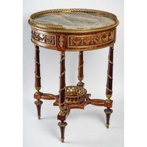 Round Pedestal Table In The Style Of Weisweiler, 19th Century