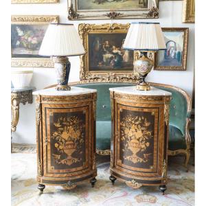 A Pair Of Corner Cabinets, Napoleon III Style, End Of XIXth Century