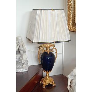 A Porcelain Vase Mounted As A Lamp, Late 19th Century 