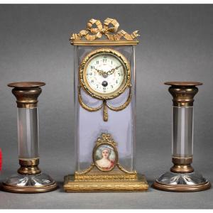 A Crystal And Gilt Bronze Fireplace Surround, Late 19th Century
