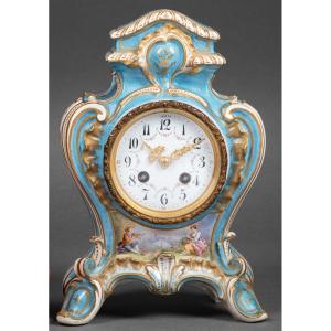 A Louis XV Style Porcelain Clock, Late 19th Century