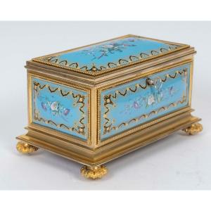 A Gilt Bronze And Enamel Jewelry Box, Late 19th Century