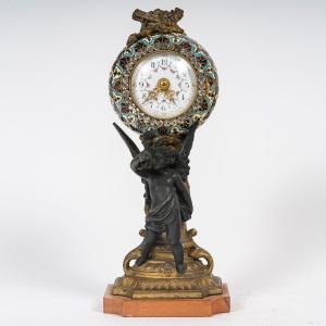 A Spelter And Cloisonné Enamel Clock, Late 19th Century 