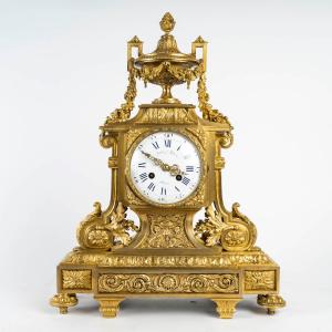 A Napoleon III Style Gilt Bronze Clock, Late 19th Century 