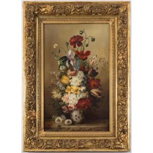 An Oil On Canvas Floral Composition, Late 19th Century 