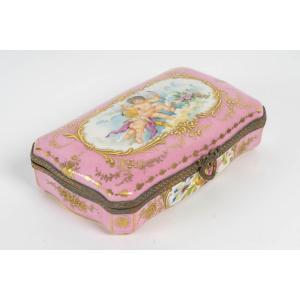 Miniature Small Jewelry Box In Sèvres Porcelain, Late 19th Century
