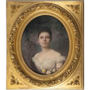 A Large Framed Pastel, Late 19th Century 