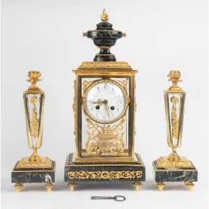 A Gilt Bronze And Sea-green Marble Trim, Late 19th Century 