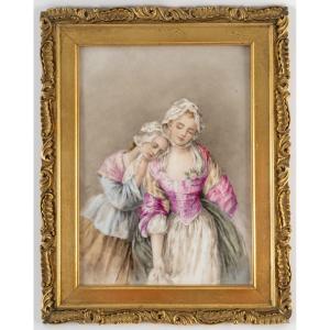 Framed Porcelain Plaque, Late 19th Century 