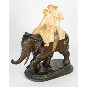 Sculpture In Alabaster And Bronze, Signed R Romano Romanelli