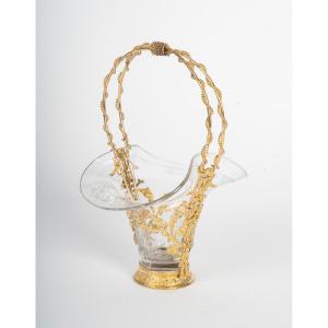 A Crystal And Gilt Bronze Basket, Late 19th Century