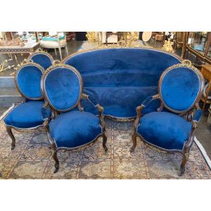 Napoleon III Salon Furniture In Solid Mahogany And Gilded Bronze
