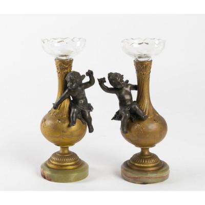 Pair Of Small Vases Napoleon III Soliflore