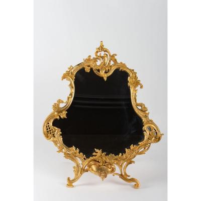 Table Mirror In Gilt Bronze Louis XV Style, XIXth Time
