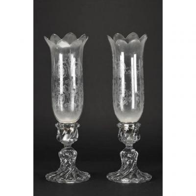 Pair Of Crystal Candle Holders